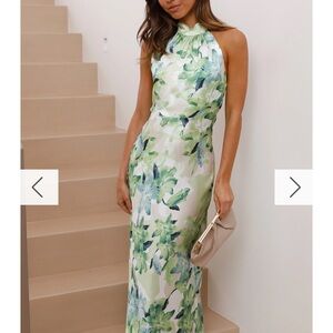 Billy J Oralia Elegant Floral Halter Maxi Dress